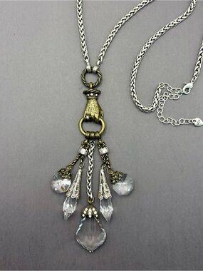 Sweet Romance Victorian Inspired Crystal Tassel Pendant Necklace